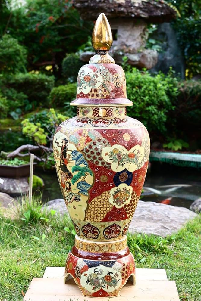 極上薩摩焼】特大金襴手色絵 獅子 香炉 飾壺 陶器 骨董 古美術 アート