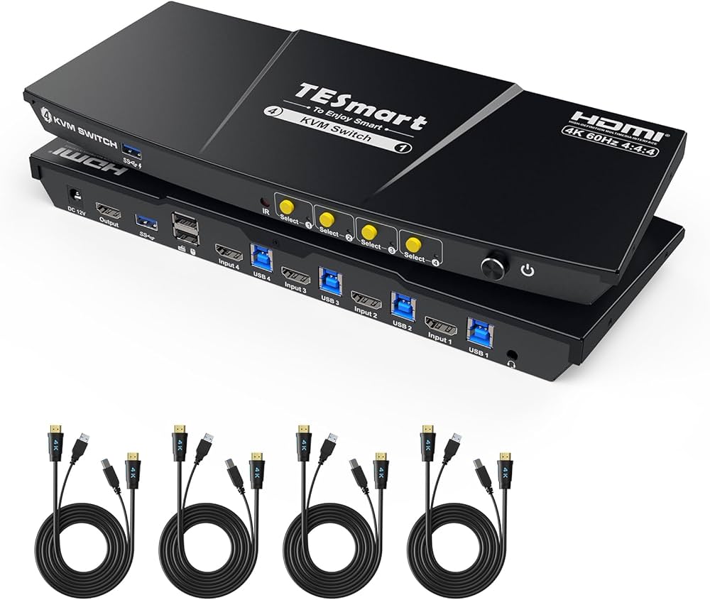 Amazon.com: TESmart USB 3.0 HDMI KVM Switch 1 Monitor 4 Computers