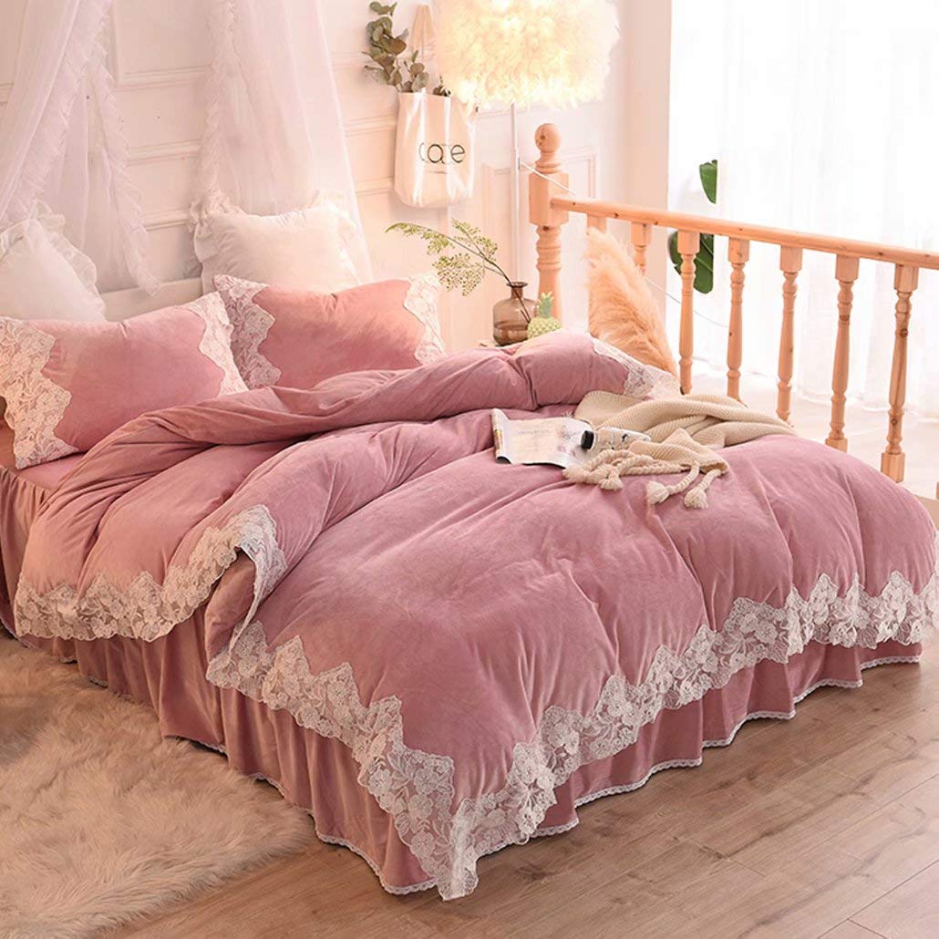 Amazon｜寝具カバー4点セット セミダブル 姫系 レース おしゃれ ピンク
