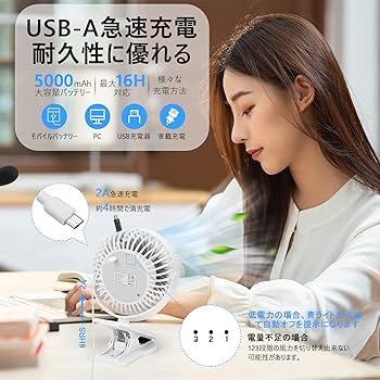 Amazon | 【5000mAh充電池内蔵 】卓上扇風機 冷却ファン パソコン ミニ