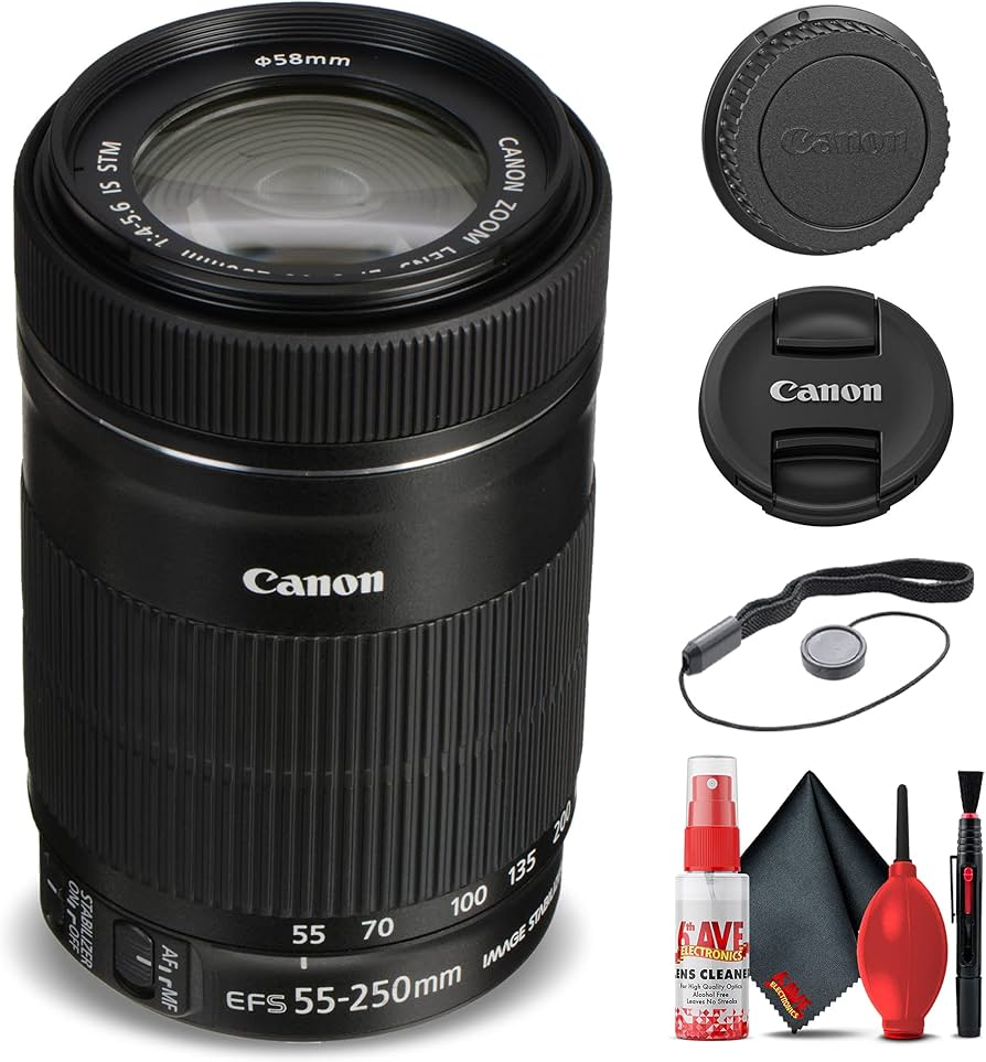 Amazon.com : Canon EF-S 55-250mm f/4-5.6 is STM Lens (8546B002) +