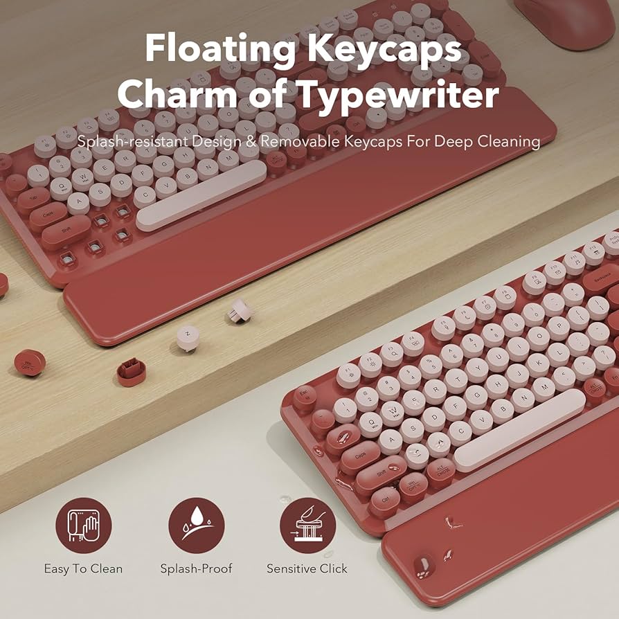 Amazon.com: Wireless Keyboard and Mouse Combo, Wine Red Retro