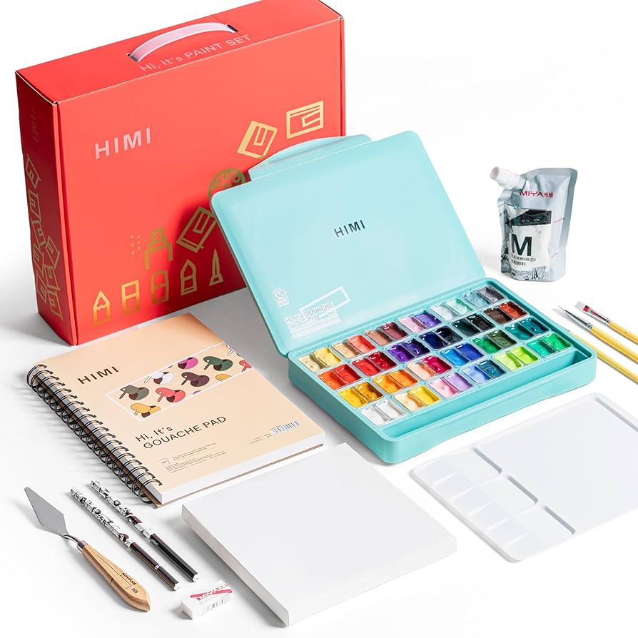 Amazon.com: HIMI 48 Colors Twin Cup Jelly Gouache Paint Set