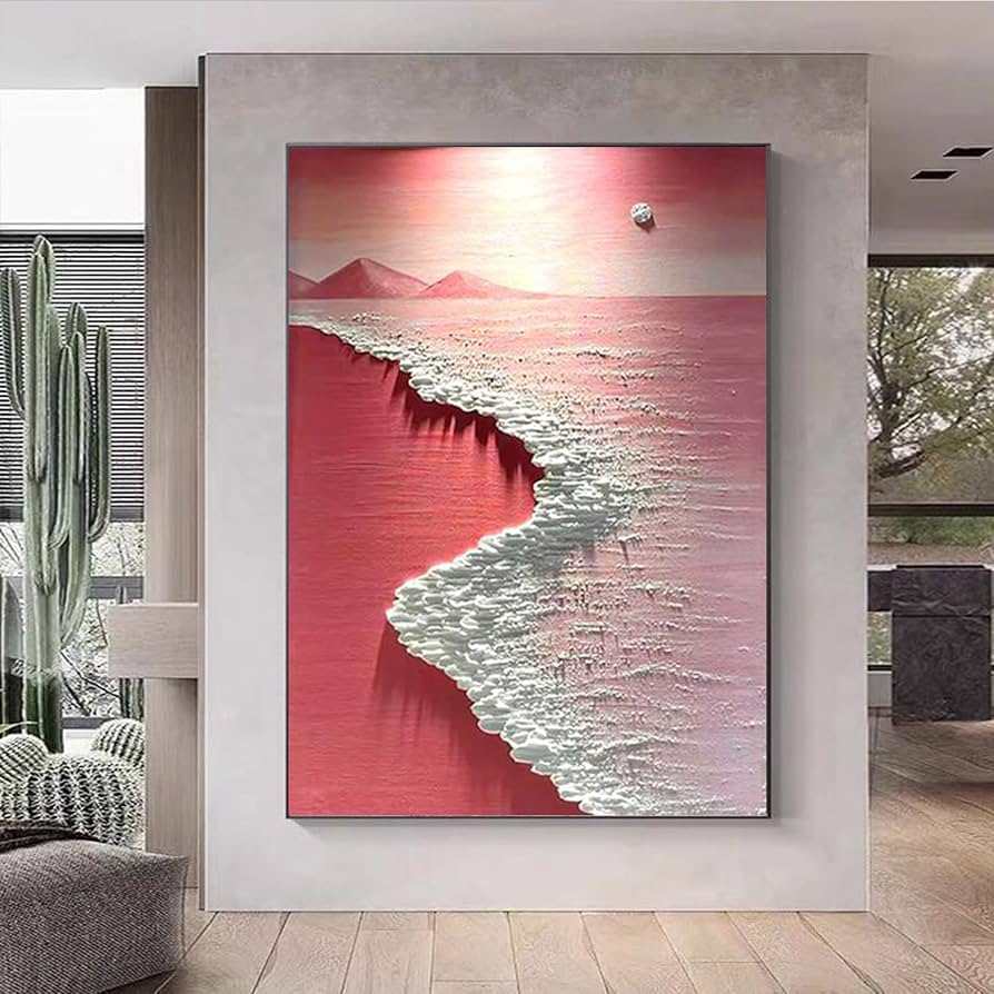 Amazon.co.jp: 海の風景 完全手描き油絵 3D立体 アートパネル 壁掛け