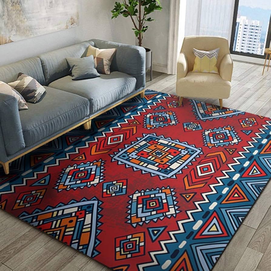 Amazon｜ペルシャ風 ラグ 赤 レッド ネイビー 180*280cm 青 紺 豪華