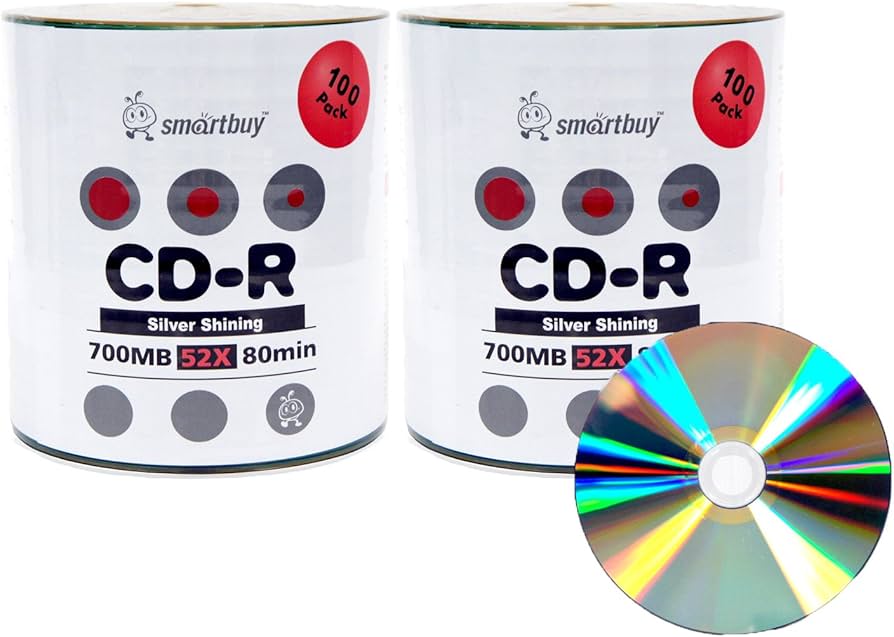 Amazon.com: Smartbuy Shiny Silver Top CD-R 200 Pack 700mb 52x