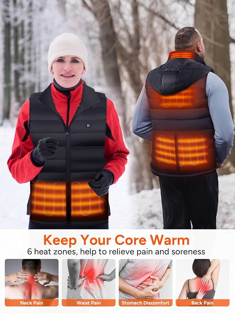 Amazon.com: DR.PREPARE Heated Vest, Unisex Winter Hooded Heated