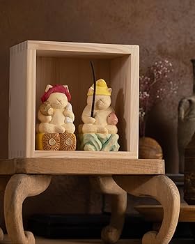 Amazon.co.jp: 猫buddha 桝入り恵比寿 大黒天セット 仏屋さかい原型