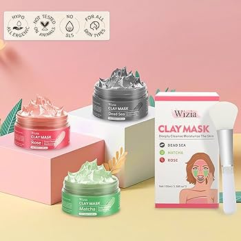 Amazon.com : Wizia 3-Pack Clay Face Mask Set with Brush | Dead Sea