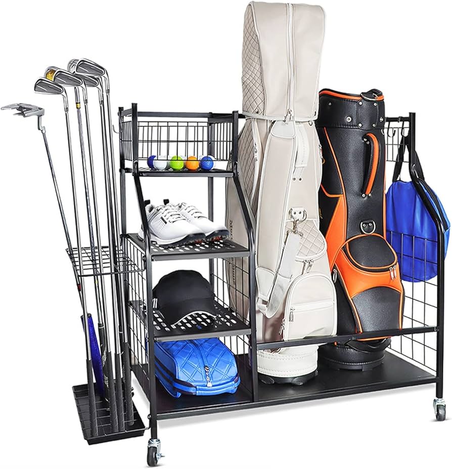 Amazon.co.jp: ガレージ用ゴルフバッグ収納ラック ゴルフ収納ガレージ