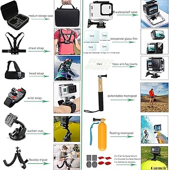 Amazon.com: Gurmoir Accessory Pack for Go Pro 13 12 11 10 9 Hero