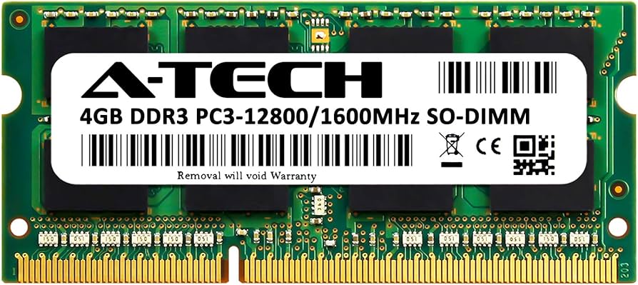 A-Tech 4GB DDR3 1600MHz PC3-12800 CL11 SODIMM 204-Pin Non-ECC SO