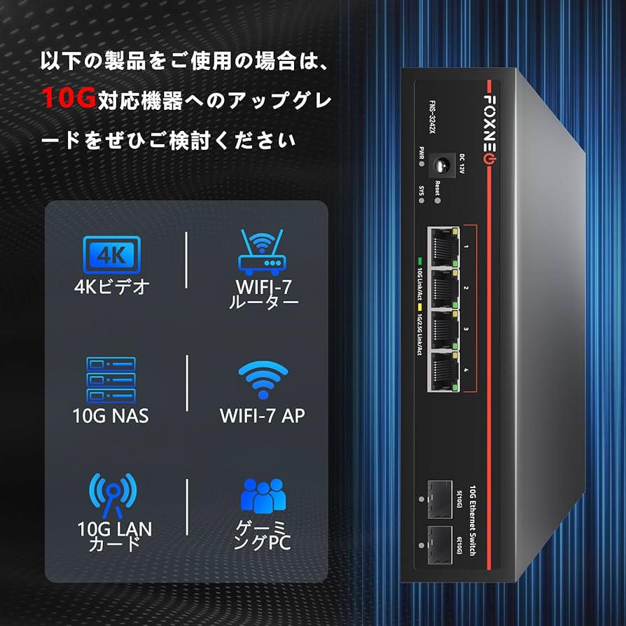 Amazon.co.jp: FOXNEO 10G スイッチングハブ即插即用 静音スマート