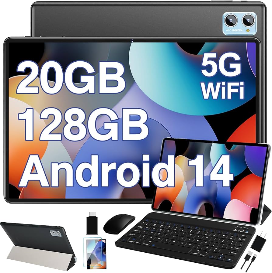 Android 14 Tablet 10.1 Inch Tablets, 20GB RAM 128GB ROM 1TB Expand