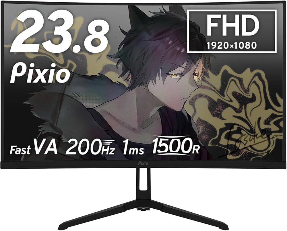 Amazon.co.jp: Pixio PXC248 Wave ゲーミングモニター 湾曲 200Hz 23.8
