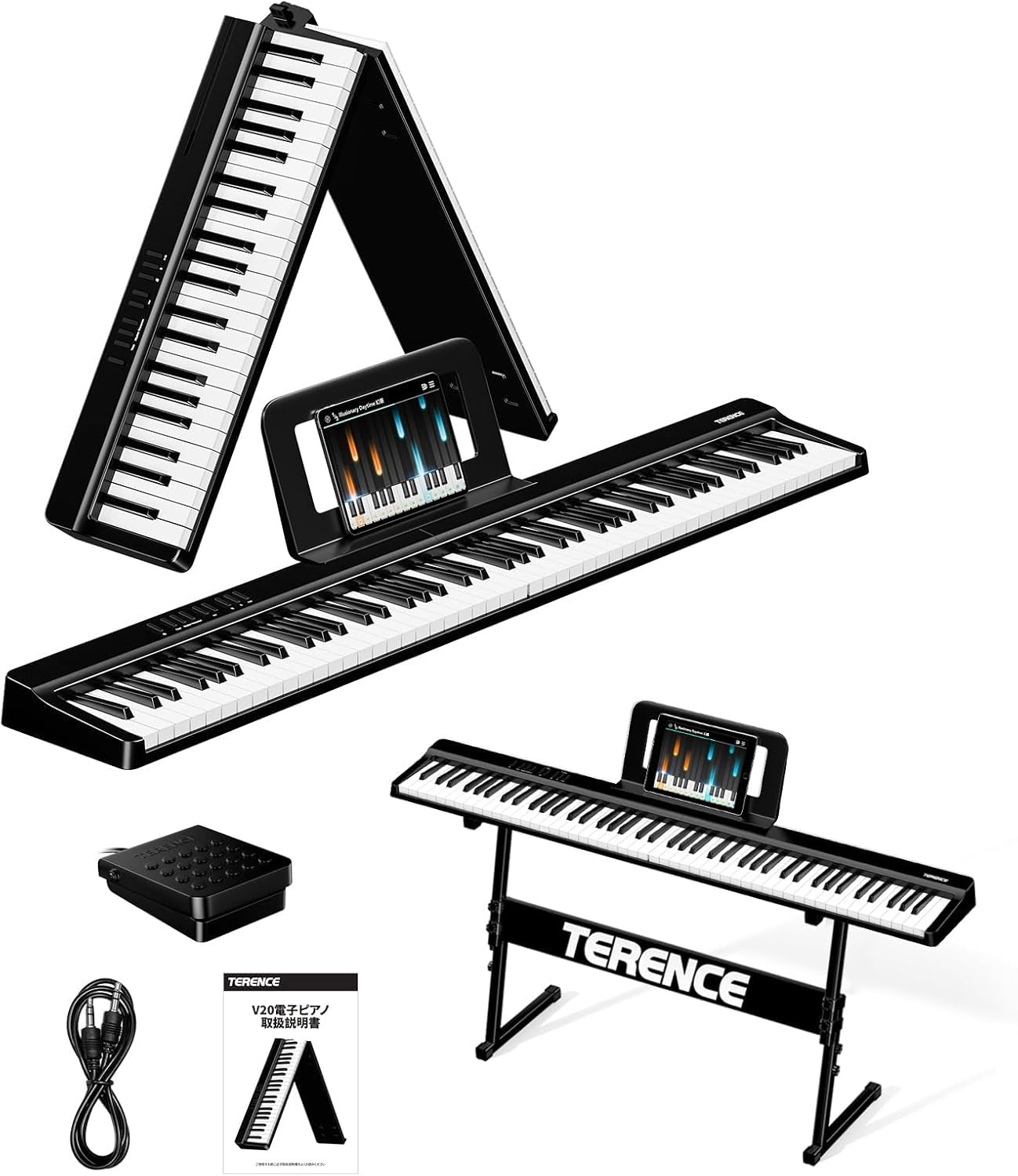 Amazon | TERENCE 電子ピアノ 88鍵盤 折りたたみ タッチレスポンス鍵盤