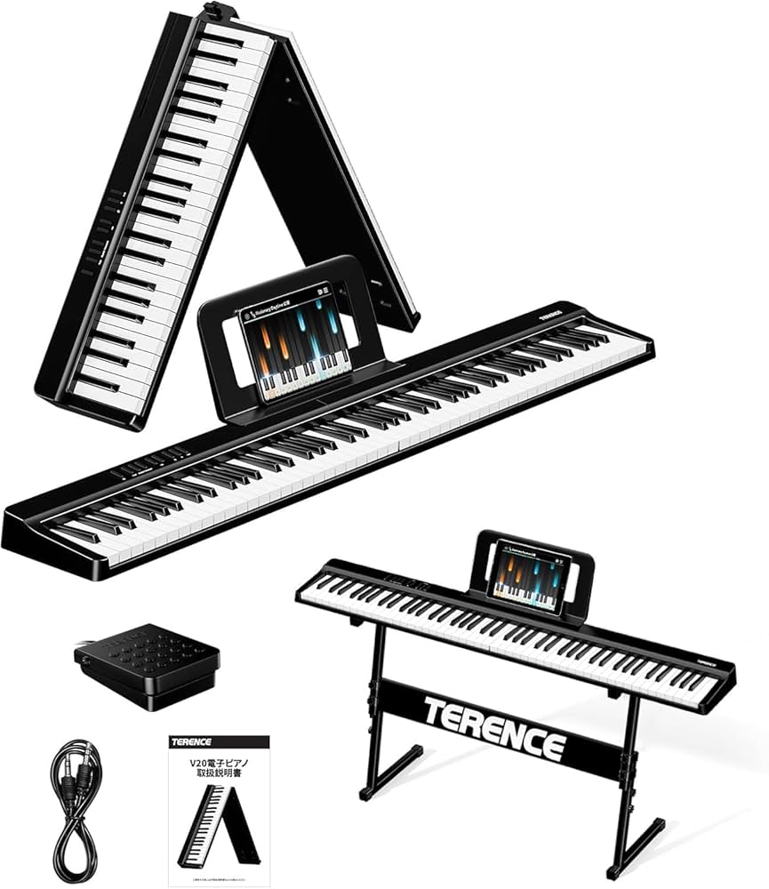 Amazon | TERENCE 電子ピアノ 88鍵盤 折りたたみ タッチレスポンス鍵盤
