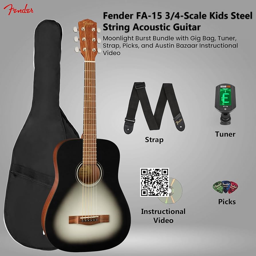Amazon.com: Fender FA-15 3/4-Scale Kids Steel String Acoustic