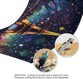 Amazon.com: XYMZR Eiffel Tower Dots Night Car Jigsaw Puzzle 500
