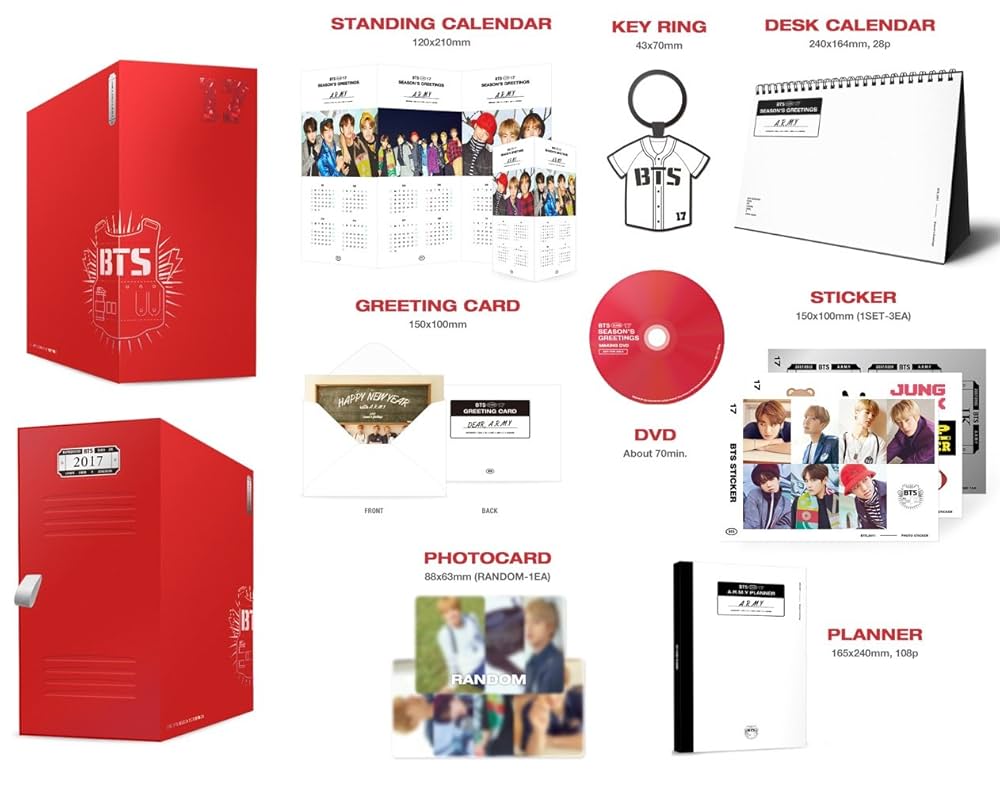 BTS 2017 SEASON'S GREETINGS 1 DVD+2 Calendars+Planner+2p Card+