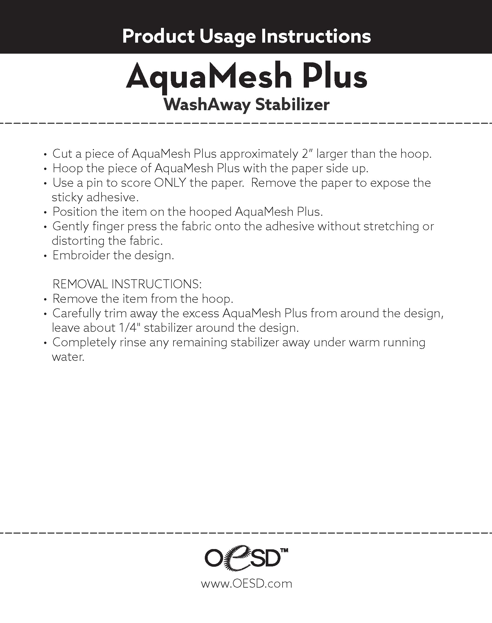 Amazon.com: OESD AquaMesh Plus Wash Away Water Soluble Embroidery