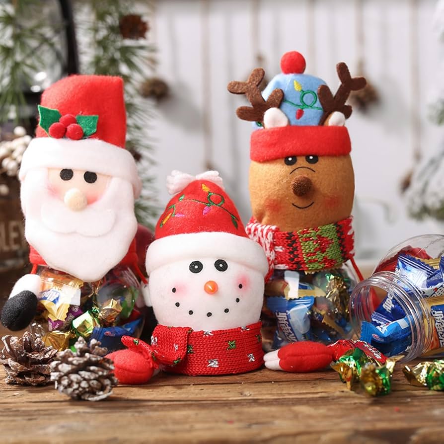Amazon.com: 5PCS Christmas Candy Jars With Lid Cute Santa Snowman