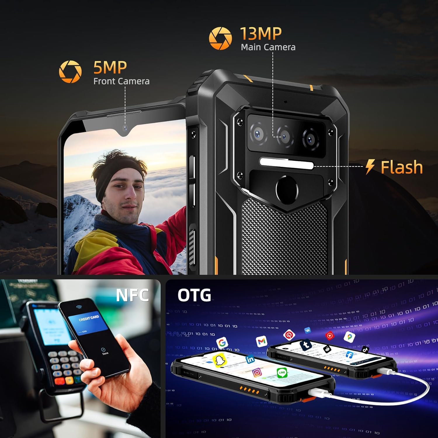 Amazon | OUKITEL WP23 PRO頑丈なスマートフォン、16GB RAM + 128GB