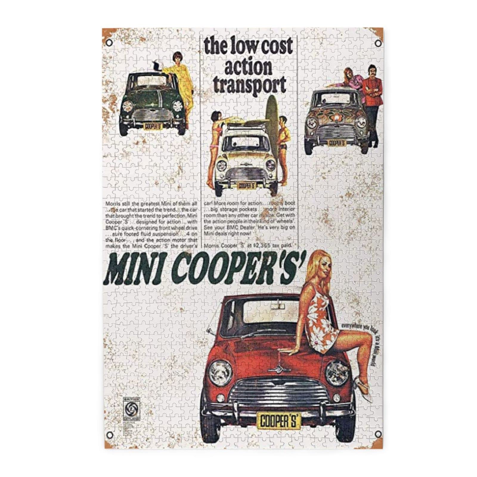 Amazon.co.jp: 1000ピース ジグソーパズル ミニクーパー金属壁サインレ