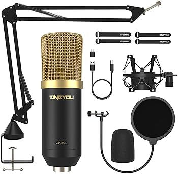 Amazon.com: ZINGYOU USB 電容式麥克風,96KHz/24 位心形電腦麥克風套件