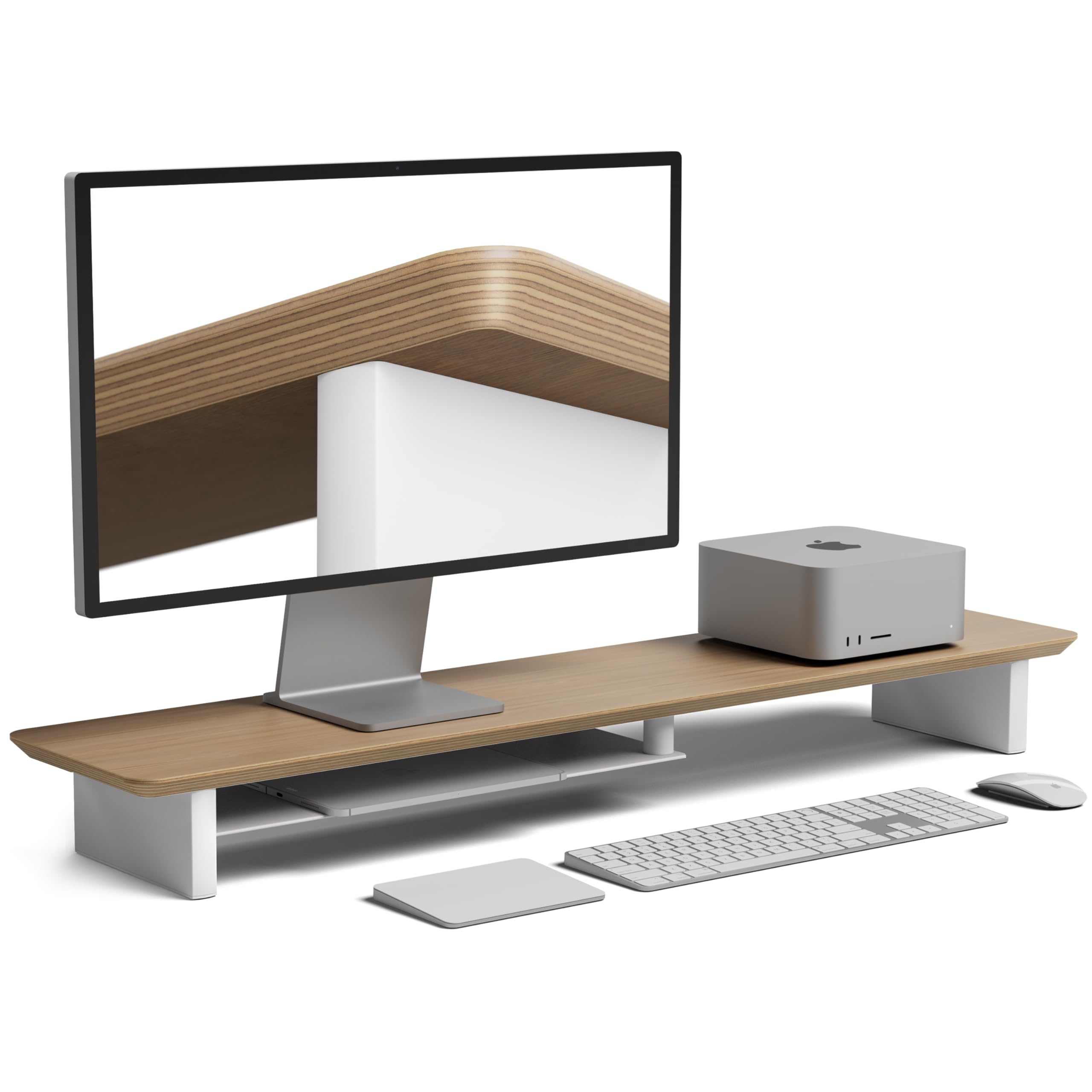 Amazon.co.jp: amesoba 木製 モニタースタンド 卓上 デスクシェルフ