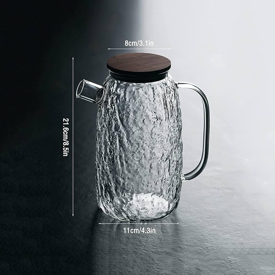Amazon.co.jp: シンプルな水差しレトロなガラスピッチャー、蓋付き高温