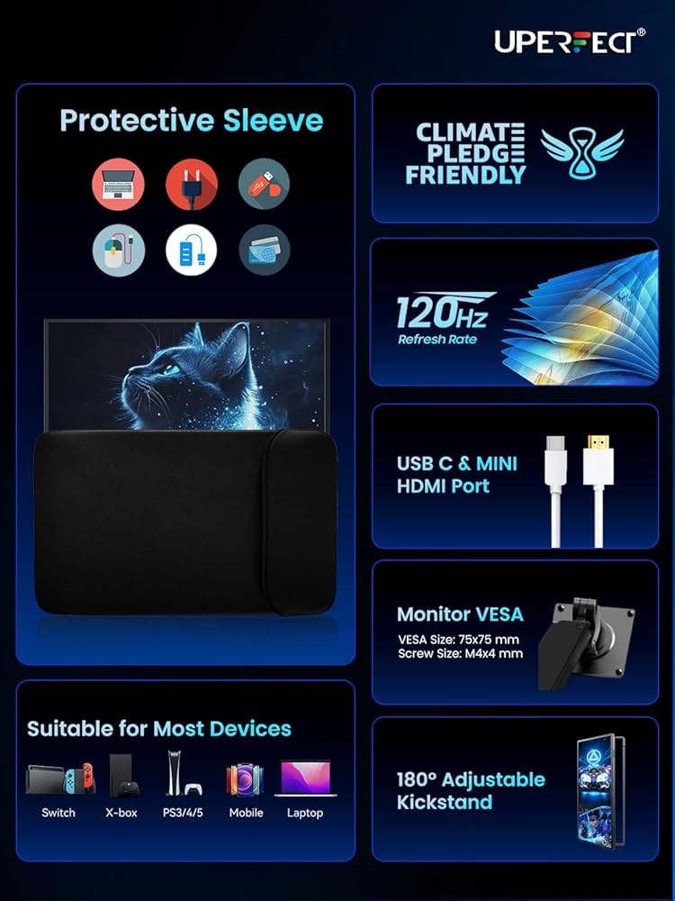 Amazon.com: UPERFECT Portable Monitor 18.5 inch 120HZ 125% sRGB