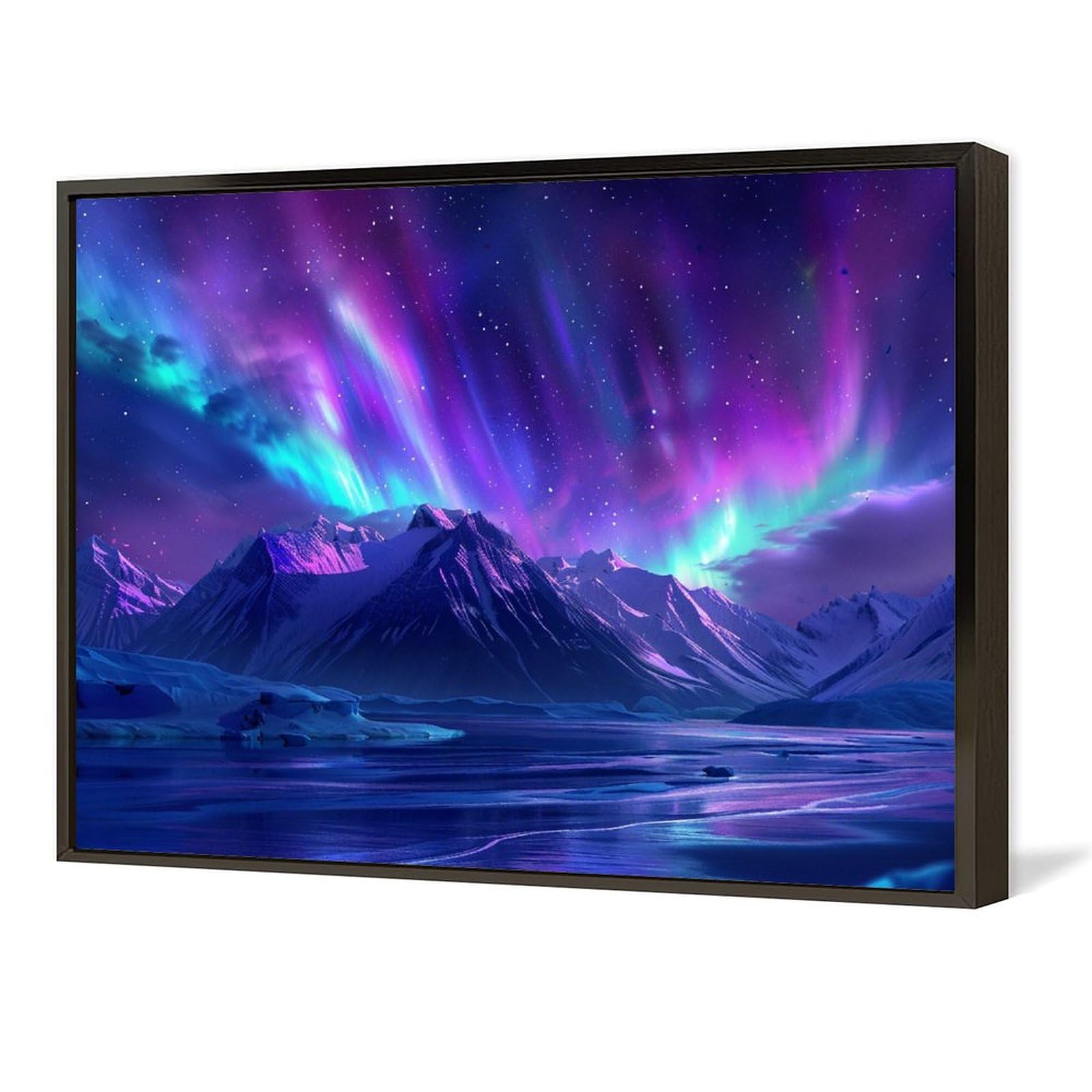 Amazon.co.jp: 絵画 氷河、雪山、オーロラの星空 アートパネル