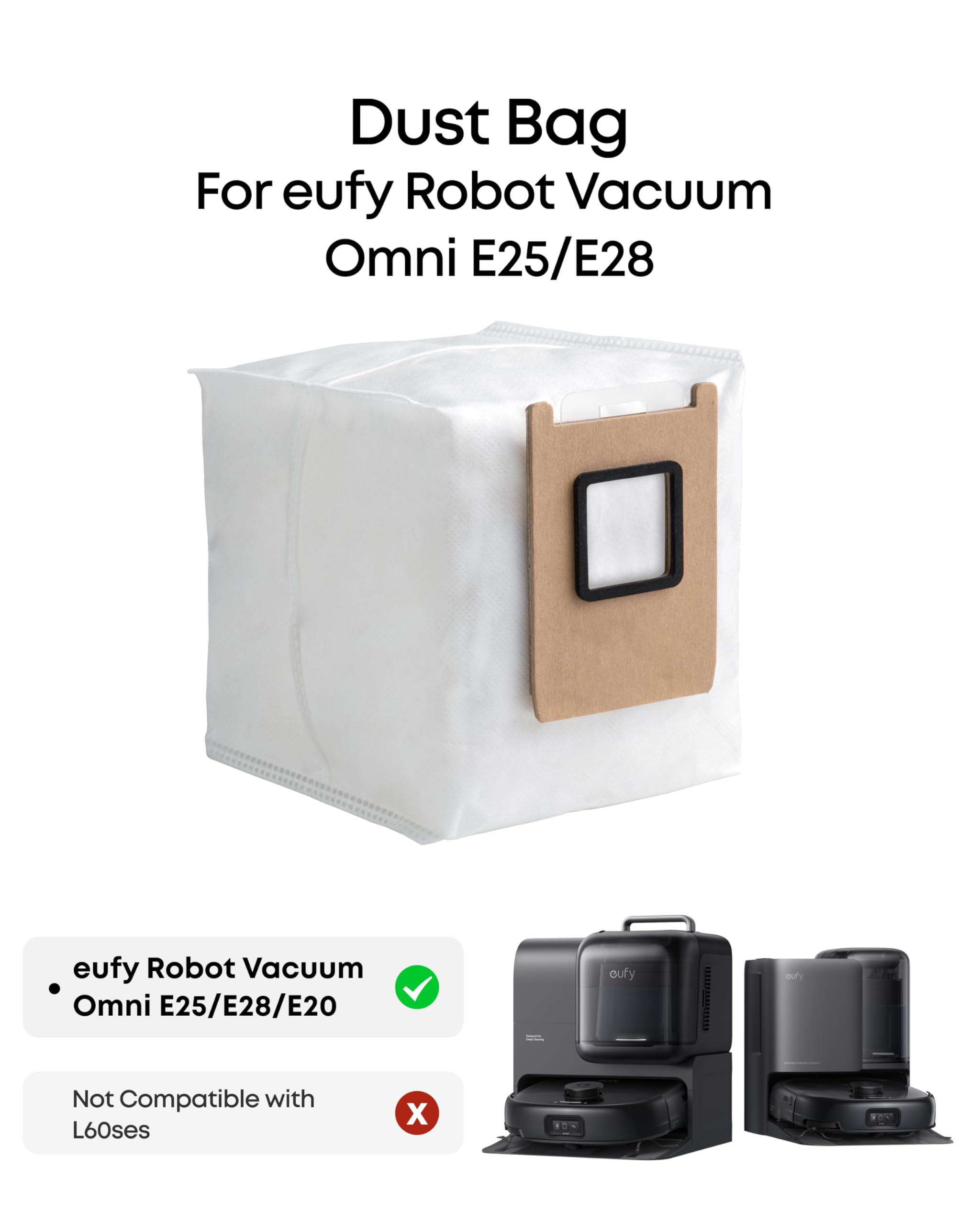 eufy Dust Bag for Robot Vacuum Omni E25/E28, 3 Packs Included, 6