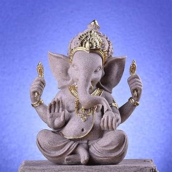 Amazon.co.jp: 仏像 砂岩インド象神ガネーシャの置物小像インドの