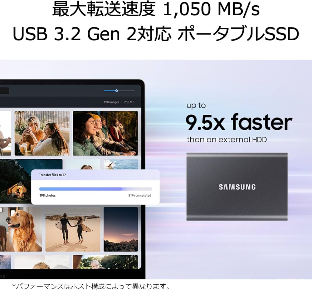 Amazon | Samsung T7 2TB 外付けSSD 最大転送速度1,050MB/秒 USB3.2