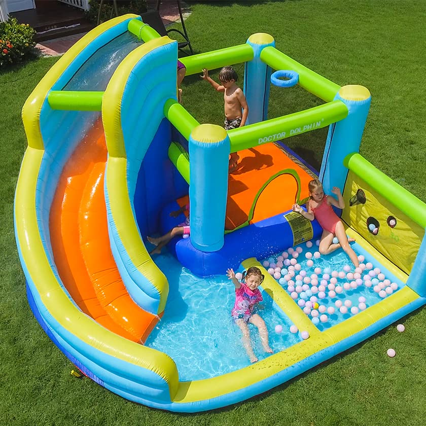 Amazon | 大型 プール エアー 遊具 滑り台 ビニールプール 1-4人用 耐