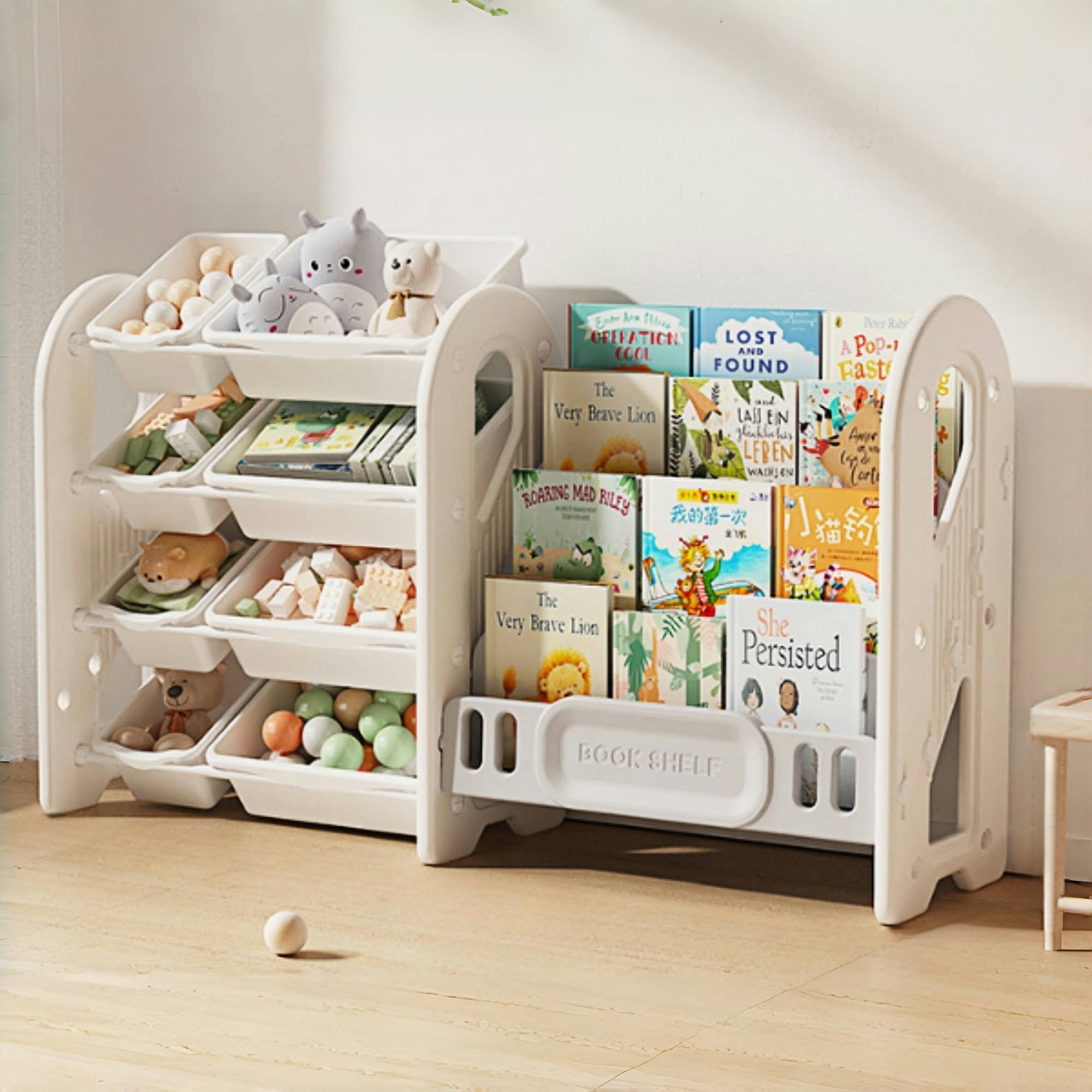 Amazon.co.jp: OSJ おもちゃ棚 絵本棚 3段 4段 ラックセット 大容量