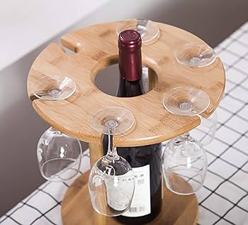 Amazon｜Cedilis ワイングラス乾燥ラック 竹ワインボトルホルダー 木製