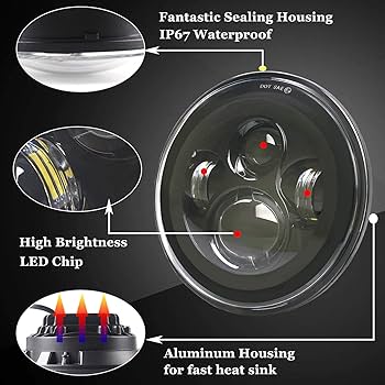 Amazon | 7インチLEDヘッドライト、4.5インチフォグパッシングライト