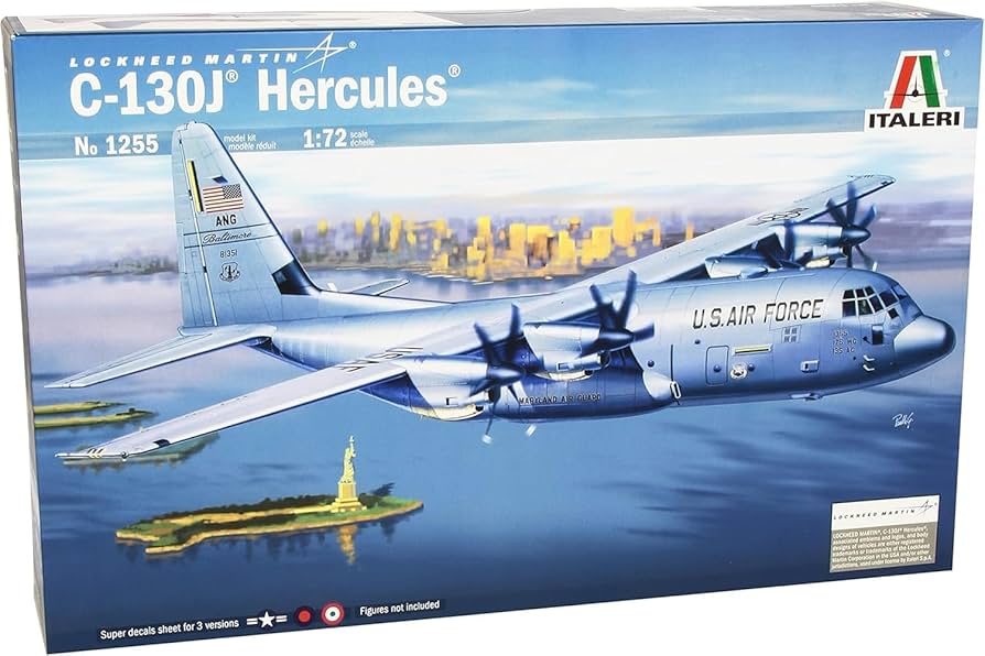 Amazon.com: Italeri 1255S 1/72 C-130J Hercules, Grey : Arts
