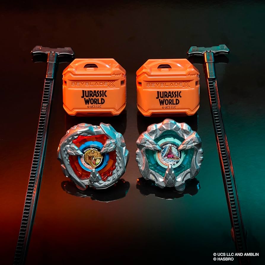 Amazon.com: Beyblade X Jurassic World Collab T. Rex vs. Mosasaurus