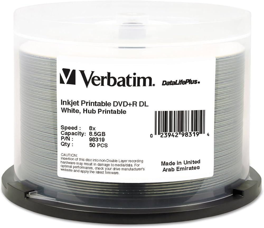 Amazon.com: Verbatim DVD+R DL 8.5GB 8X DataLifePlus White InkJet