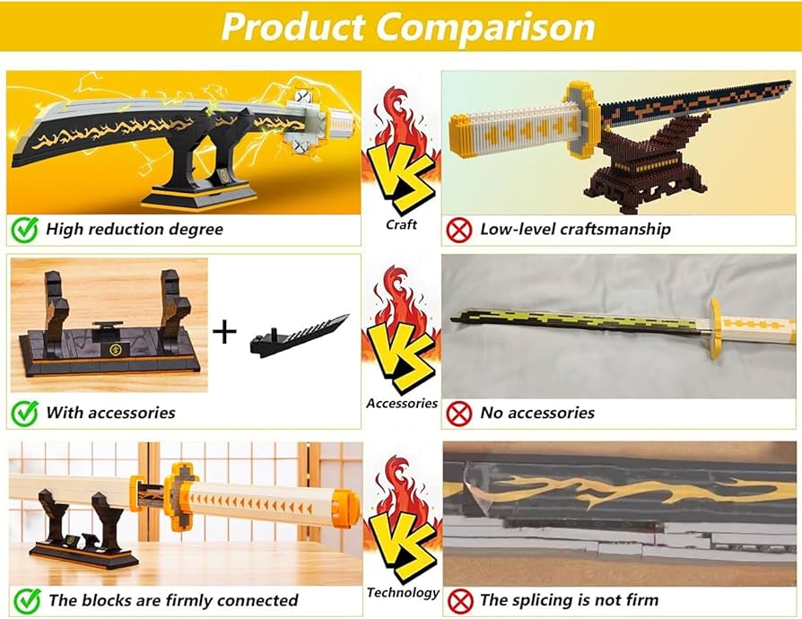 Amazon.com: Kravkind 39inch for Sword Building BlockModel, Samurai