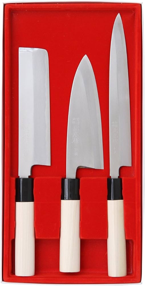 Amazon.co.jp: 正広作 GIFT3本セット 別撰(薄刃・出刃・刺身) 11568