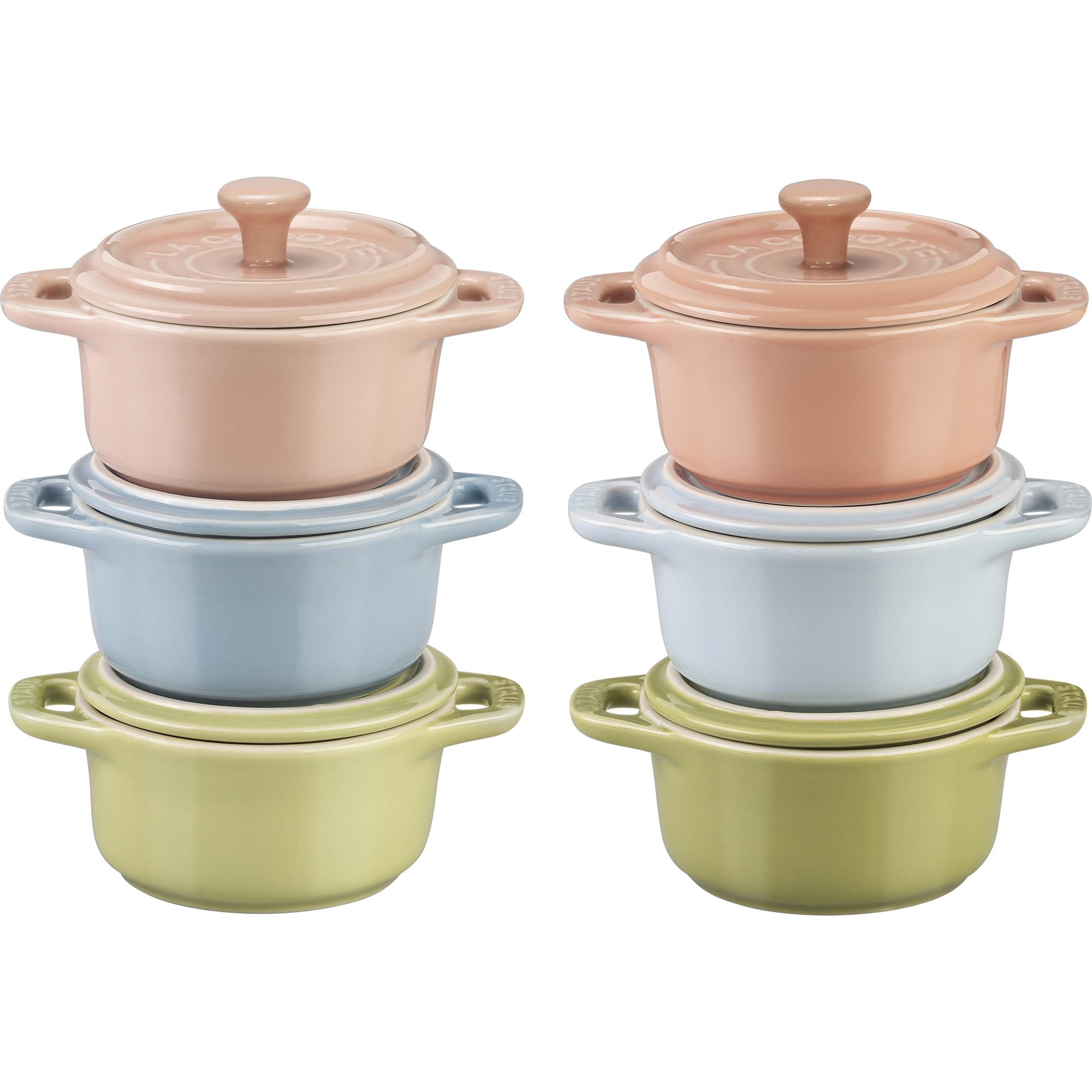 Amazon.com: STAUB Ceramic 6-pc Mini Round Cocotte Set - Macaron