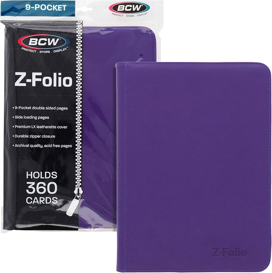Amazon.com: BCW Z-Folio 9-Pocket LX Album - Purple | Secure Zipper
