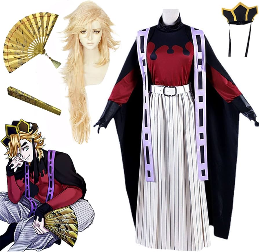 Amazon.co.jp: 童磨（どうま） コスプレ衣装 ウィッグ 扇子付き 和服