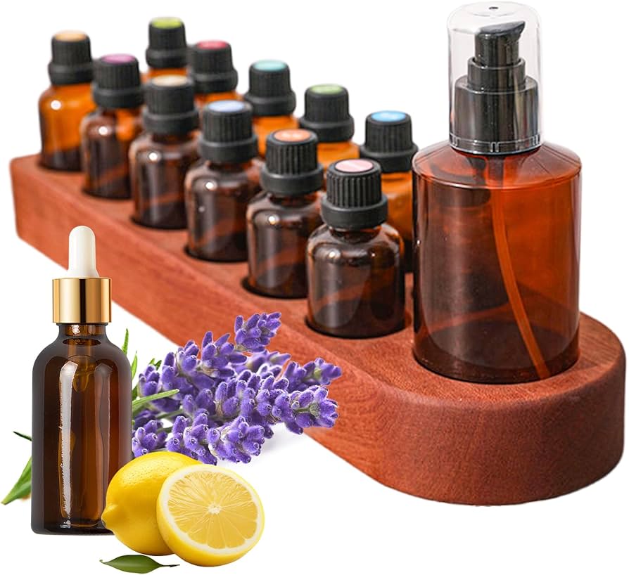 Amazon｜Wisnewth 木製アロマオイルボトルスタンド 13穴 レトロカラー