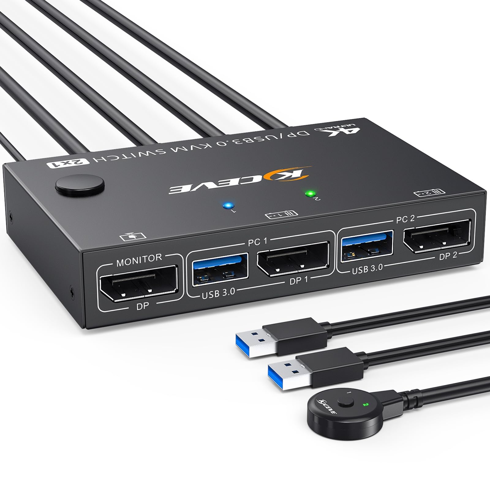 Amazon.co.jp: KCEVE 8K DP KVMスイッチ USB3.0 KVM切替器 2入力1出力